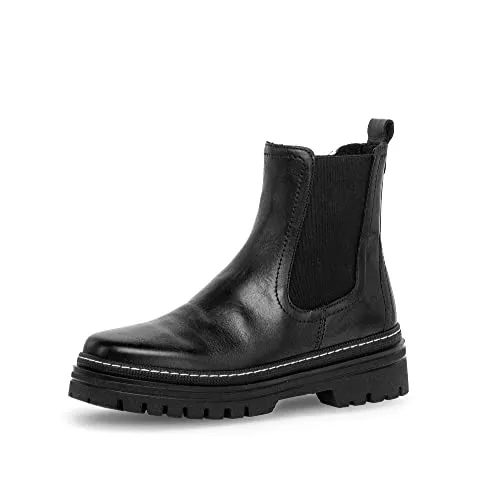 Gabor Damen Chelsea Boots - Stilvolle Stiefeletten für jeden Anlass - Wanderschuhe, flache Chelsea Boots mit bequemem Flauschfutter und praktischem Klettverschluss für einfaches An- und Ausziehen.