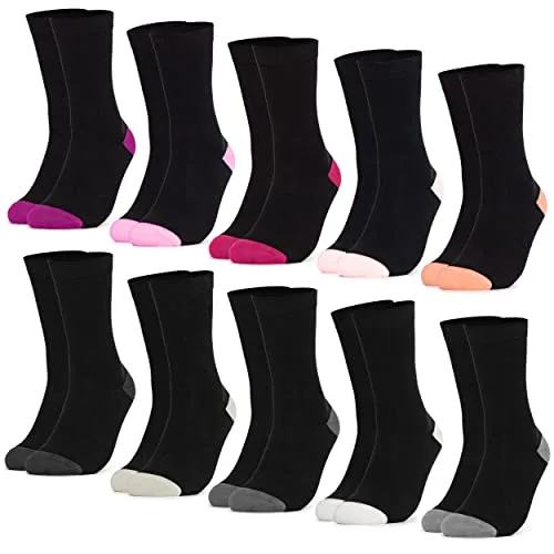 Occulto 10 PAAR SOCKEN für DAMEN aus BAUMWOLLE (Modell: Gertrud) Schwarz-pink 39-42