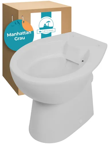 Calmwaters Tiefspül-WC Stand-WC spülrandlos, Manhattan-Grau - WC-Becken: Pflegeleichtes, spülrandloses Tiefspül-WC in nostalgischem Manhattan-Grau, robust und hygienisch dank porenfreier Oberfläche.