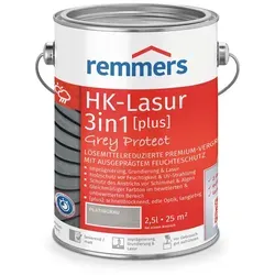 Remmers HK-Lasur 3in1 Grey Protect, 2,5 Liter - Premium Holzlasur für außen – vereint Imprägnierung, Grundierung und Lasur, ideal für natürliche Grautöne bei Zaun, Carport und Gartenhaus. Schnelltrocknend, langlebig und umweltverträglich.