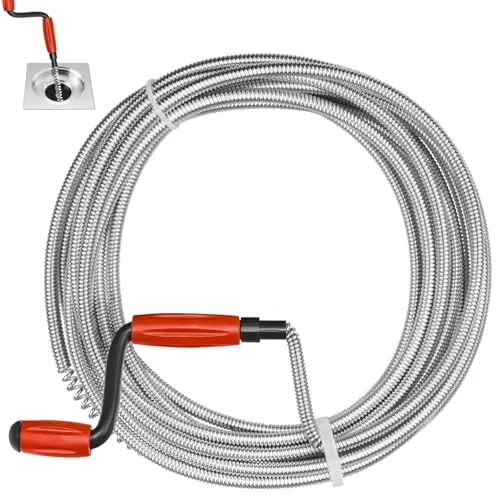 Abflussreiniger Spirale, Rohrreinigungsspirale 5m x 6mm, Spirale Abfluss Rohrreinigung, für Reinigung von Toilettenspülbecken und Küchenrohrenv Hartnäckige Verstopfungen, Abflussspirale
