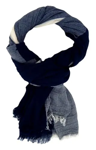 Ella Jonte Herrenschal blau weiss Baumwolle leichter Schal Blockstreifen