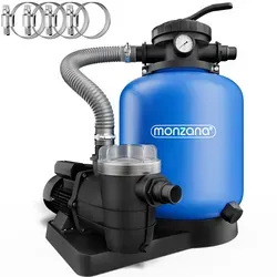 monzana Sandfilteranlage 13.200L/h - 58.000L für Pools - Sandfilteranlage für Pools, leistungsstark mit einer Förderleistung von bis zu 58.000L/h und effektiver Filterung für klares Wasser.