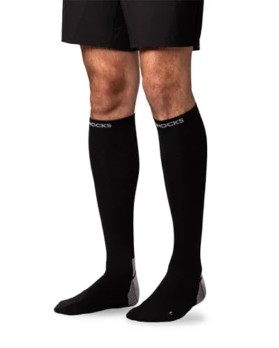 SNOCKS Kompressionsstrümpfe - Kniehohe Sportstrümpfe mit leichter Kompression - Sportsocken mit atmungsaktiver, dämpfender Wirkung, ideal für Sportler. Perfekte Passform in Größe 43-46, maschinenwaschbar und ohne einschneidendes Bündchen.