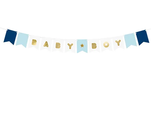 Produktbild partydeco Wimpelkette, Girlande Banner Baby Boy 15x160cm blau