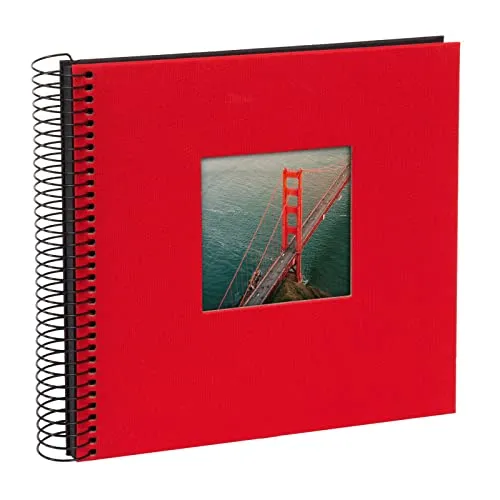 goldbuch Spiralalbum Bella Vista, Erinnerungsalbum aus Leinen mit Titelbild Ausstanzung, Fotoalbum mit 40 Schwarze Seiten, Fotobuch zum Einkleben, Foto Album, Rot, ca. 20 x 20 x 2,7 cm 12 773