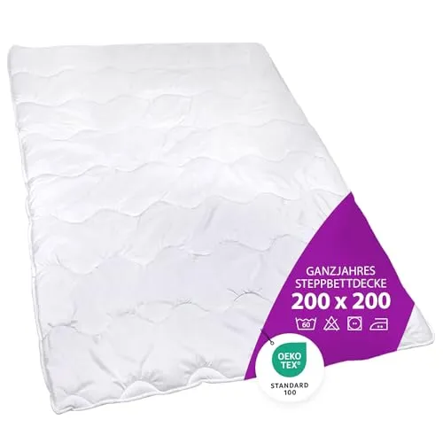 AddLiving Premium Steppbettdecke 200x200 cm | Waschbar | Ganzjahresdecke | 4 Jahreszeiten Bettdecke | Für Allergiker | Bettdecke 200 x200 cm | Öko-Tex 100