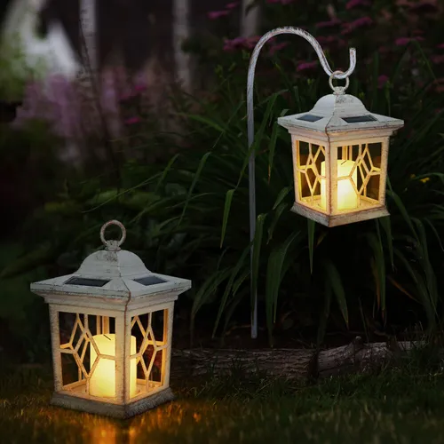 Solarlampe Steckleuchte Erdspieß - Flackerlicht im eleganten Laternen Design, umweltfreundlich und flexibel einsetzbar im Garten