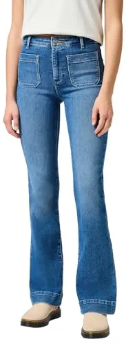 Wrangler Damen Flare Jeans Raven, 34W/32L EU - Stylische Flare Jeans mit mittlerer Elastizität für optimalen Tragekomfort, ideal für jeden Anlass und besonders pflegeleicht in der Waschmaschine.