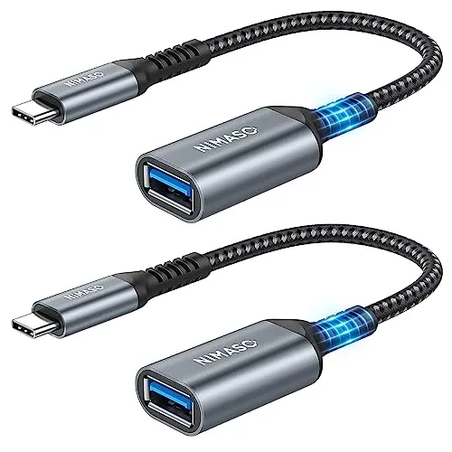 Nimaso NIMASO USB-C-auf-USB-3.1-Adapter, 2 Stück, OTG-Kabel, Typ-C-Stecker auf USB-Buchse, OTG-Adapter, kompatibel mit MacBook 2018, iPad Pro 2022, Samsung Galaxy S23/S22 Note 10/A53, Huawei P50/P40,