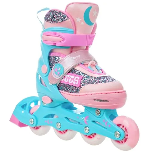 RAVEN Inline Skates Inliner für Kinder Mädchen verstellbar (Etta Blue/Pink, 27-30 (16,5cm-18,5cm))