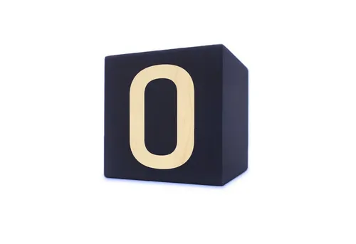 Kopper-24 Deko-Buchstaben Holzbuchstabe Würfel, 5 x 5 cm, schwarz, Zahl 0