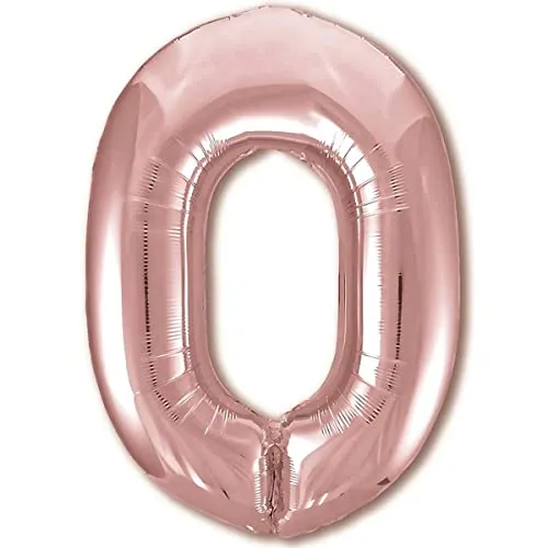 Luftballon Geburtstag Zahl 0 Rosegold XXL Riesen Folienballon 100cm Geburtstagsdeko Mädchen Ballon Zahl Deko zum Geburtstag. Fliegt mit Helium.
