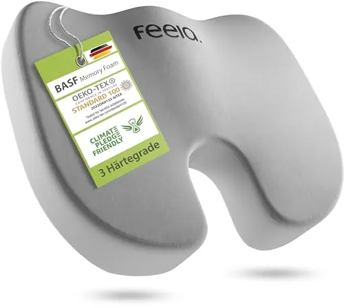 feela.® Orthopädisches Autositzkissen – Keilkissen mit 3 Härtegraden für optimalen Sitzkomfort - Kfz-Sitzkissen mit ergonomischem Design, das das Steißbein entlastet und gesunde Sitzhaltung fördert. Rutschfest und bequem, ideal für lange Fahrten!