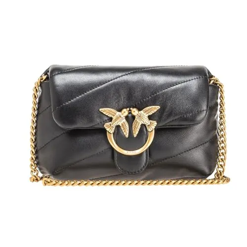 Pinko Damen Love Baby Puff C Sheep Nappa Tasche - Elegante Umhängetasche aus hochwertigem Schafsleder mit schickem Antique Goldverschluss, perfekt für stilbewusste Frauen.