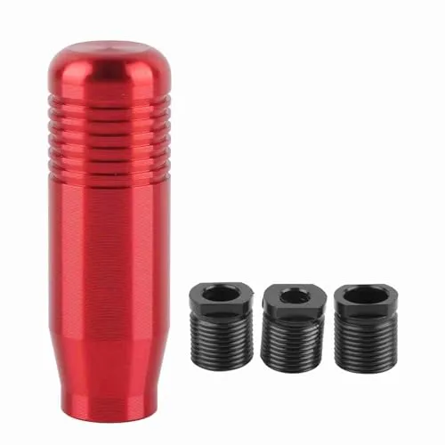 KIMISS Aluminiumlegierung Auto manuelle Schaltknauf Schalthebel Griff Schaltkopf 8,5 cm (schwarz, blau, rot, bunt)(Rot)