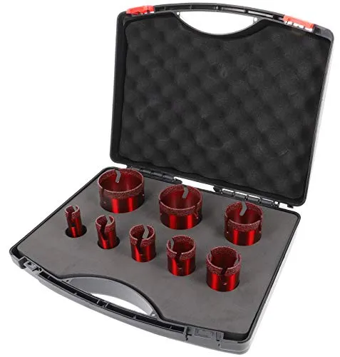 PRODIAMANT Speedmaster Set 8-teilig - Diamant Fliesenbohrer M14 - Fliesen- & Glasbohrer Set für präzises, schnelles Bohren ohne Wasser. Ideal für harte Materialien wie Keramik und Naturstein, mit hochwertiger Diamantbeschichtung für lange Lebensdauer.