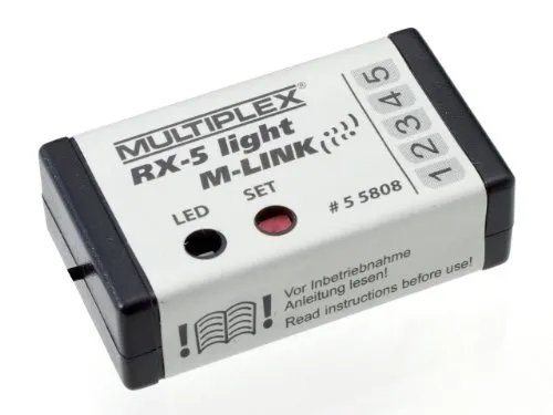 Multiplex Empfänger RX-5 light M-Link 2,4 GHz 55808 - Sender & Empfänger, ausfallsicherer Empfänger mit 2,4 GHz Frequenz für präzise Steuerung von Modellen im Maßstab 1:14 und 1:4.