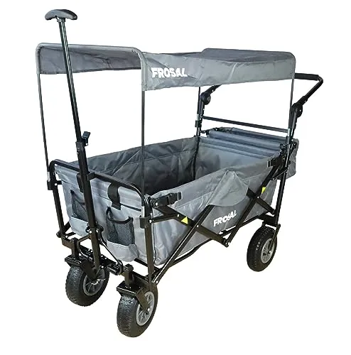 Frosal Bollerwagen Nick PRO faltbar mit Schiebegriff in grau von Frosal