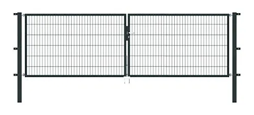 Stabgitter-Doppeltor ALBERTS Flexo Typ 6/5/6 - 400 x 120 cm inkl. Pfosten - Elegantes Gartentor in Anthrazit, aus robustem Metall, ideal für einen sicheren und stilvollen Zugang zu Ihrem Garten.