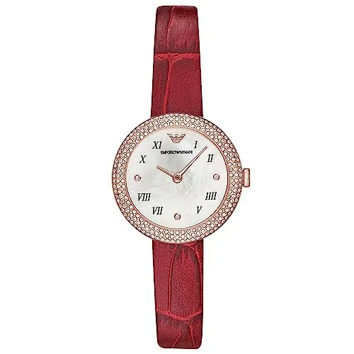 Emporio Armani Damen Uhr AR11357 - Elegante Zweizeigeruhr - Armbanduhren für Damen: Stilvolles 30mm Rose Gold Edelstahlgehäuse mit hochwertigem Lederarmband, wasserdicht bis 30 m, ideal für jeden Anlass.