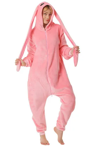 corimori 1852 Bonnie der Hase Damen Herren Onesie Jumpsuit Anzug Einteiler Kostüm Verkleidung Gr. 150-160cm, Rosa