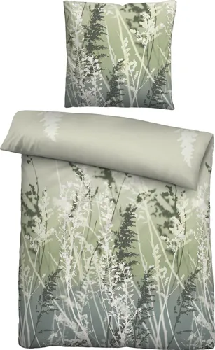 Biberna Feinbiber Bettwäsche grün 155x220 cm + 80x80 cm in grün von biberna