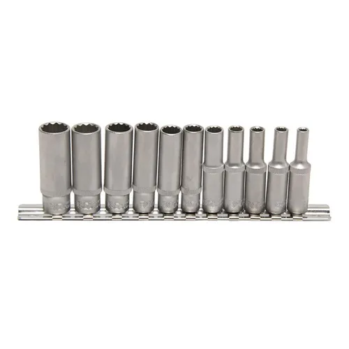 Steckschlüssel-Einsatz-Set, tief, 12-Kant, 6,3 (1/4), 11-tlg.