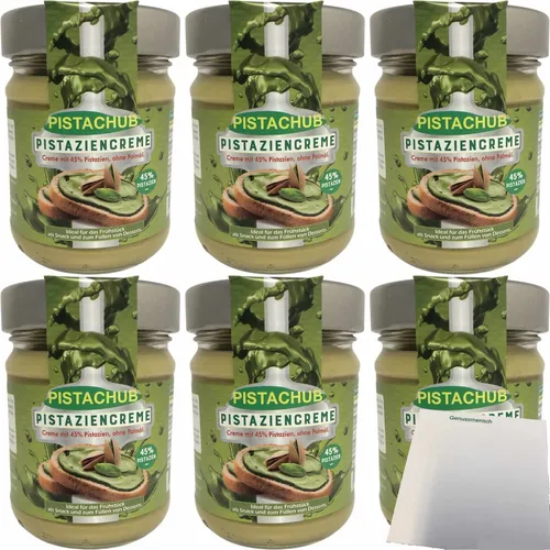 Pistachub Pistaziencreme 6er Pack (6x190g) - Brotaufstriche mit 45% hochwertigem Pistazienanteil für intensiven Genuss. Vegan, palmölfrei und cremig-zart – ideal für Torten, Crêpes oder pur!