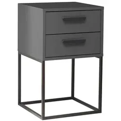 SUNA Nachttisch in Graphit - Moderner Nachtschrank mit Schubladen - Nachttische - Minimalistisches Design mit schwarzem Metallgestell und viel Stauraum für persönliche Gegenstände, ideal für jedes Schlafzimmer.