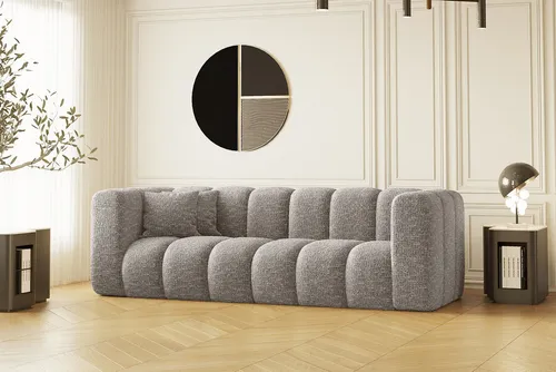 Kaiser Möbel Couch Grand, Hellgrau, 3-Sitzer, Modular - Das modulare 3-Sitzer Sofa Grand vereint modernes Design und hohen Komfort. Der strapazierfähige Veloursstoff und die hochwertige HR-Schaumstoffpolsterung sorgen für eine lange Lebensdauer und perfekten Sitzkomfort.
