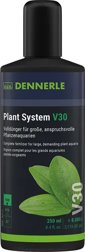 Dennerle Plant System V30, 250 ml - Volldünger für große Pflanzenaquarien, mit sofortiger und langanhaltender Wirkung für prächtige Pflanzen und intensive Farben