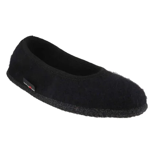 HAFLINGER Slipper Marina Ballerina Schwarz, Gr. 39 - Hausschuhe aus wärmendem Walkstoff, atmungsaktiv und mit rutschfester Filzsohle für sicheren Stand. Ideal für gemütliche Stunden zu Hause.
