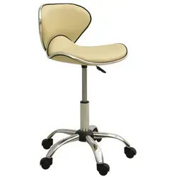 vidaXL Friseur Rollhocker Creme Kunstleder - Höhenverstellbarer Friseurhocker aus Kunstleder, drehbar um 360 Grad für maximale Mobilität und Komfort, ideal für jeden Salon.