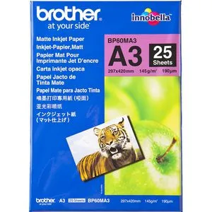 Brother BP60MA3 - Mattes Inkjetpapier A3, 25 Blatt, 145 g/m² für brillante Druckergebnisse und professionelle Präsentationen
