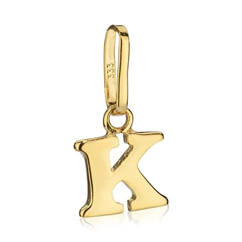 NKlaus Kettenanhänger kleiner Buchstabe K aus 333 Gelb Gold - Anhänger für Mädchen, aus 8 Karat Gelbgold, leicht und elegant, ideal für Kinder und vielseitig tragbar.