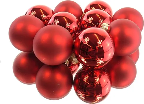 Christbaumkugeln Christmas Red rot 5 x glänzend & 5 x matt Ø 6 cm aus Glas - 10er Set