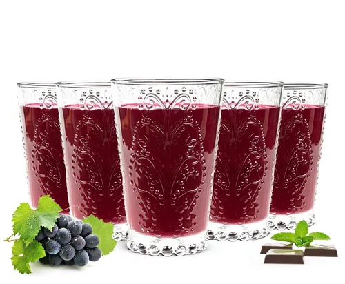 Sendez Tumbler-Glas 6 Trinkgläser mit Relief 350ml Cocktailgläser Longdrinkgläser
