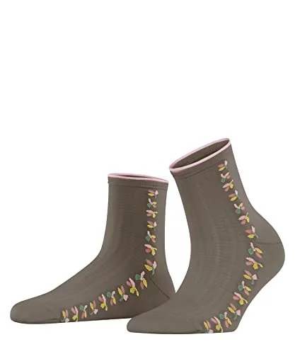 ESPRIT Damen Socken Structured Leaves W SSO Baumwolle Lyocell gemustert 1 Paar, Braun (Sughero 5031), 39-42