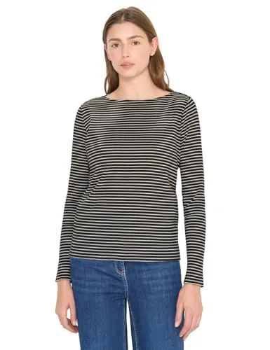 Cecil Damen Langarmshirt mit Streifen - Stilvolles Damenshirt mit figurschmeichelnder Rippstruktur und U-Boot-Ausschnitt, ideal für jeden Anlass in der Kategorie Shirts & Tops.