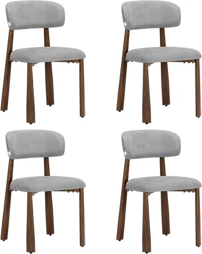 WOLTU Esszimmerstühle 4er Set, Moderne gepolsterte Stühle mit Chenille-Stoffbezug, Grau