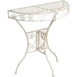 BELIANI Halbrunder Gartentisch Hellbeige aus Eisen 80x36 cm