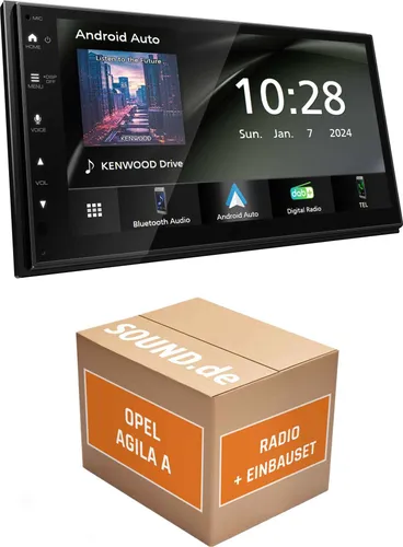 Kenwood DMX5023DABS Autoradio Einbaupaket für Opel Agila A mit Multifunktionslenkrad