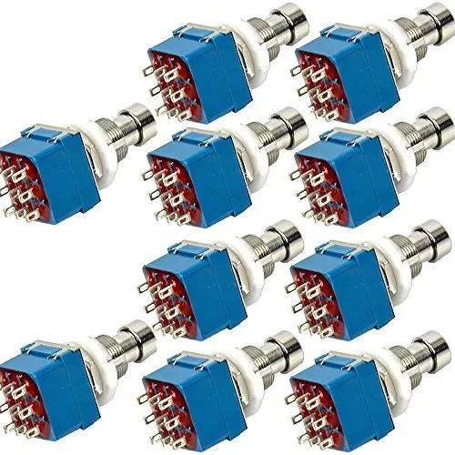 Mintice™ 10 Stück 3PDT 9-polig Box stampfen Gitarren-Effekt-fach Fußschalter True Bypass Metall Blau