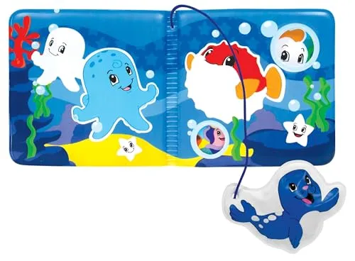 Simba 104010065 - ABC Magisches Badebuch, Bilder mit Farbwechsel, Seehundanhänger mit Quietscher, 8 Seiten, 13x13cm, ab 3 Monate