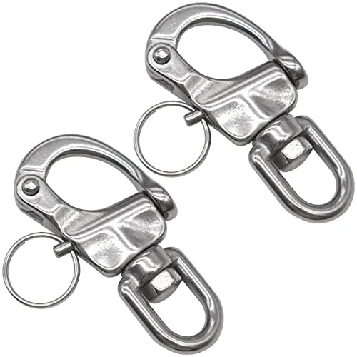 CHENKEE Schnappschäkel, 2 Stücke Edelstahl Swivel Eye Snap Shackle Heavy Duty Snap Schäkel Quick Release Marine Swivel Schäkel D-Links Haken Schäkel Clip für Segelboot Sandsack
