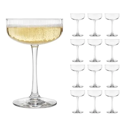 Libbey 12er Set Coupe Gläser -LINEAR- 251 ml - Elegante Coupe Gläser für Cocktails, modernes Design mit dezenter Struktur, ideal für Bars und Gastgeber, 12 Stück im Set.
