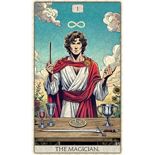 Fantasy Puzzles Tarot-Puzzle aus Holz, der Zauberer, 250 Teile, 21 x 35 cm