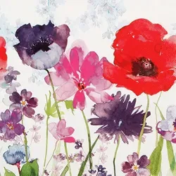 Home Fashion, Meadow of Flowers, Cocktail-Servietten aufgefaltetes Maß 25 cm x 25 cm, im Viertelfalz, 20 Stück pro Pack