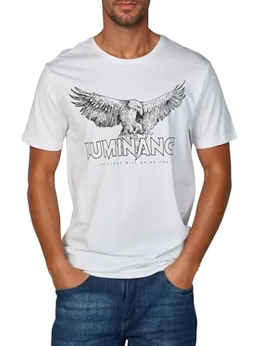riverso Tshirt Herren Baumwolle Regular Fit RIVLeon Rundhals Kurzarm Sommer Tee Shirt Print, Größe:XL, Farbe:White (SJD)